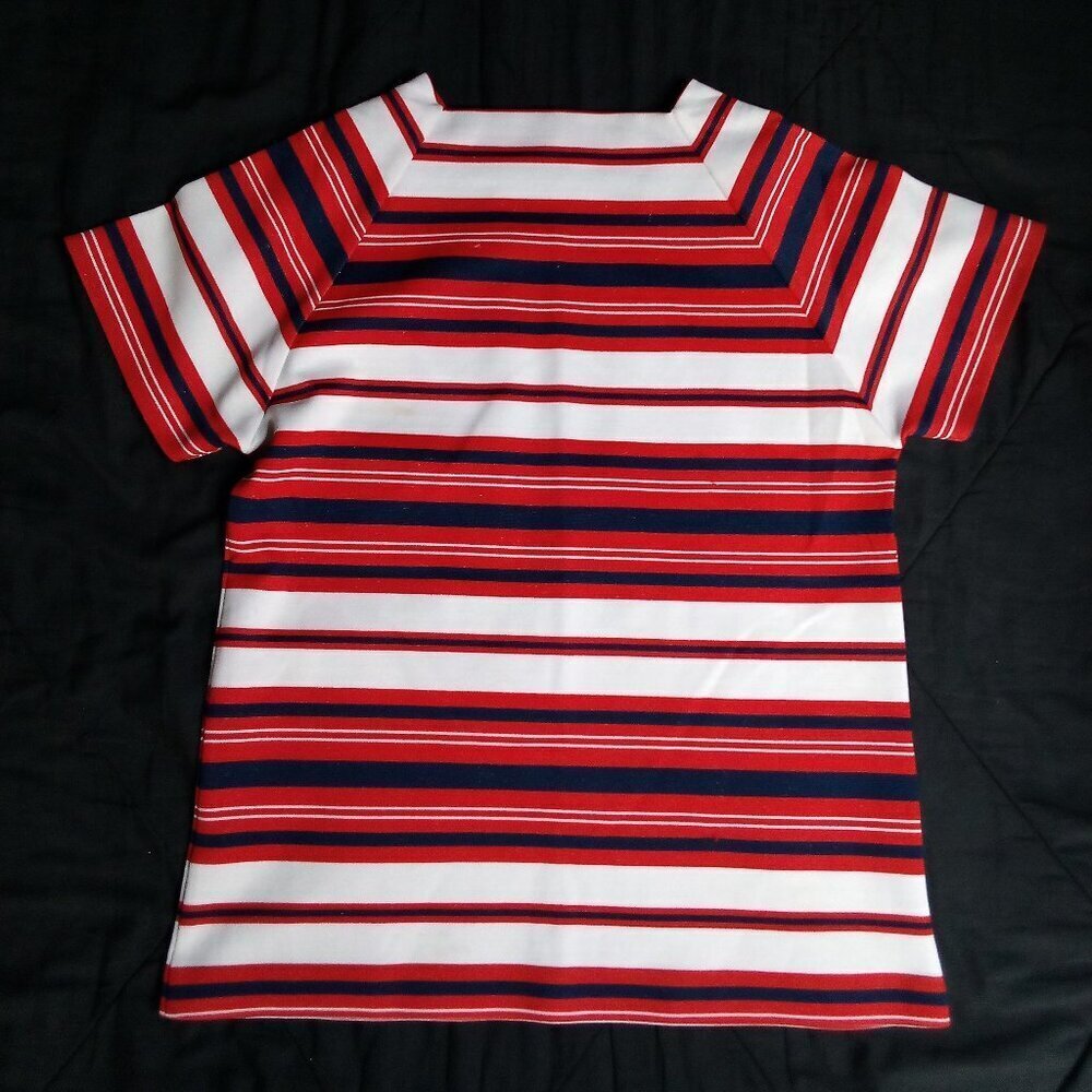 Vintage 70s Striped Polyester T-Shirt Top Short Sleeve